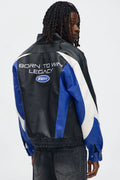 Luxus® Colorblock Racer Faux Leather Bomber Jacket