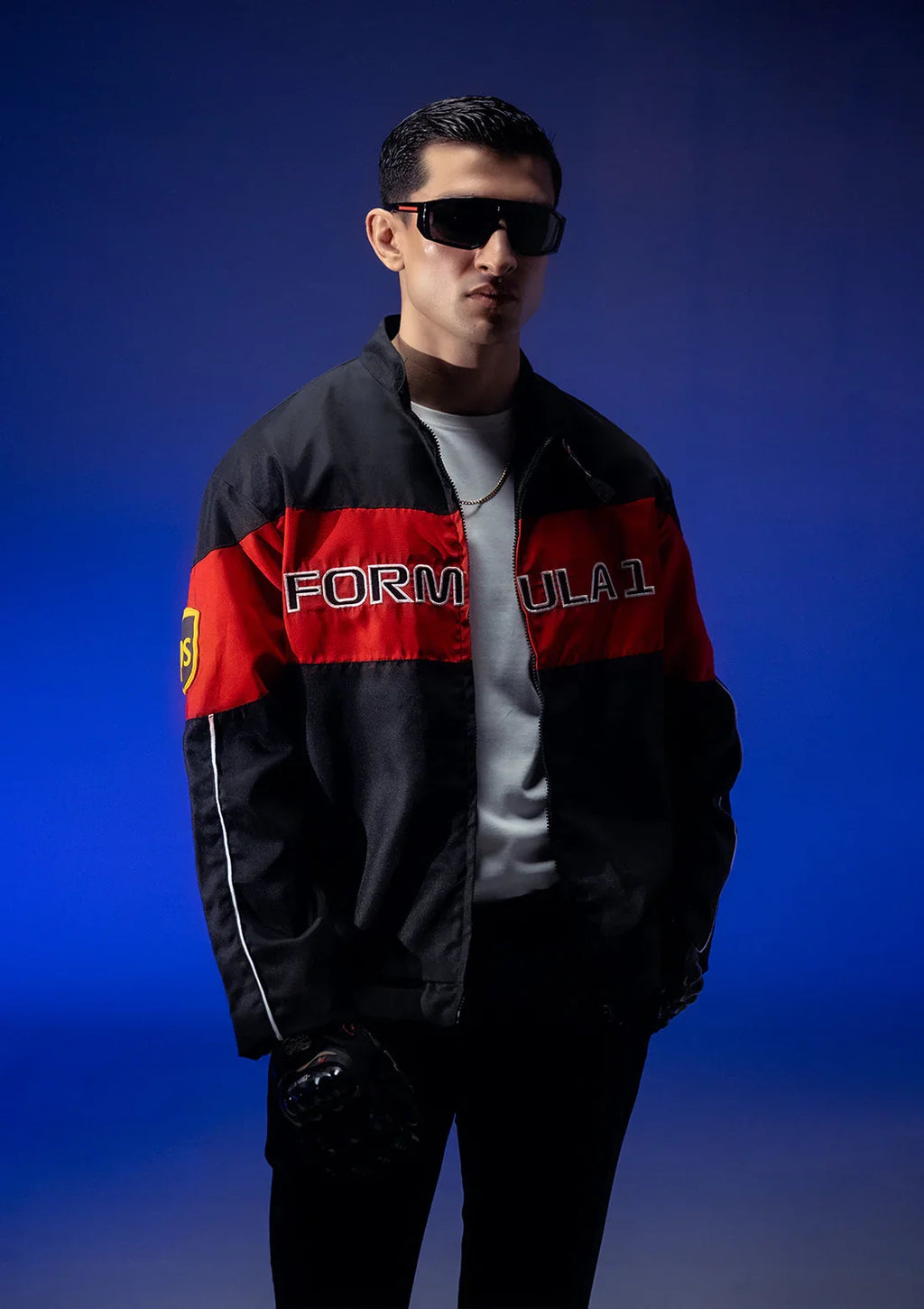 Luxus® Unisex Black & Red Racer Jacket