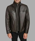 Luxus® Winton Leather Stand Collar Jacket