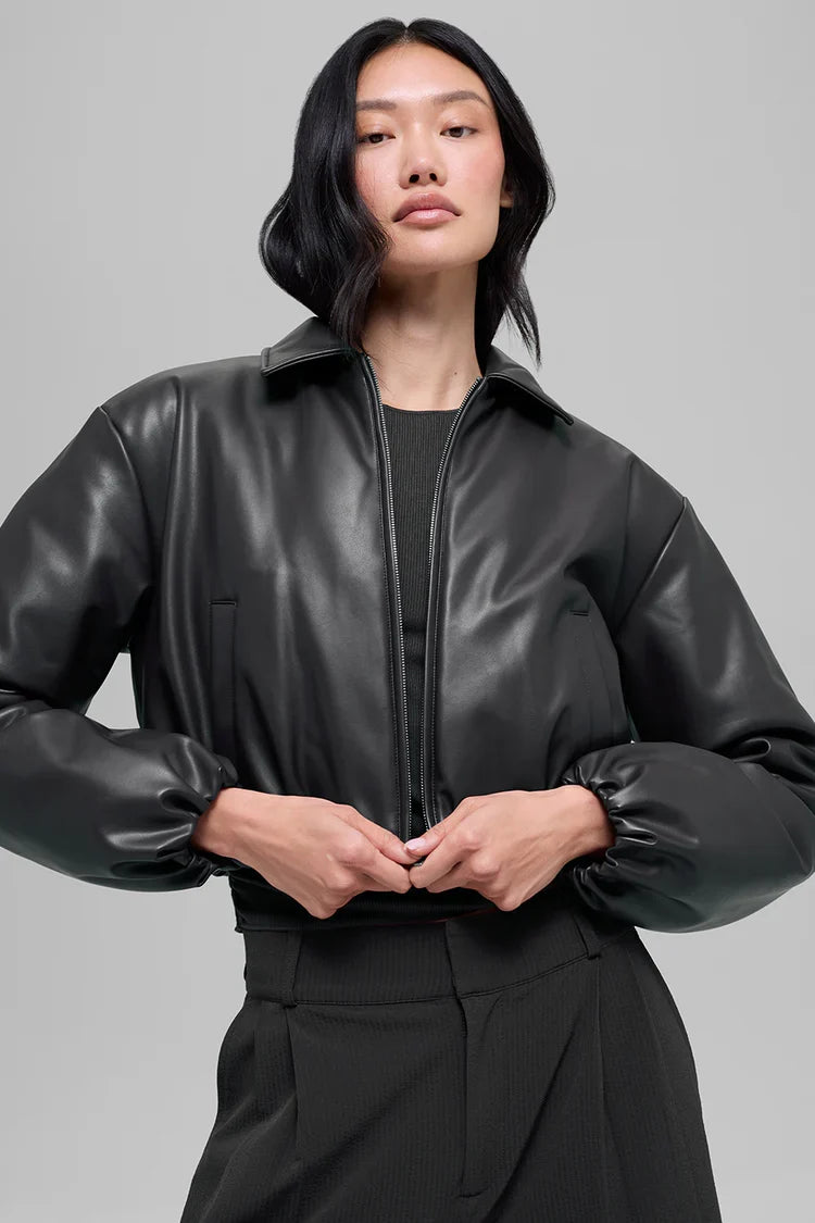 Luxus® Faux Leather Cropped Premier Bomber