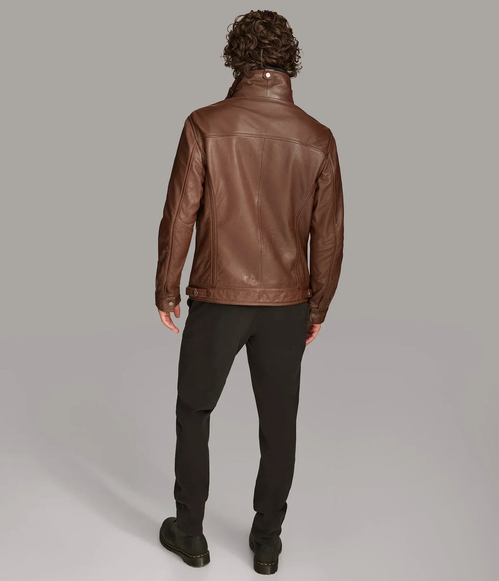 Luxus® Jett Leather Jacket with Removable Hood