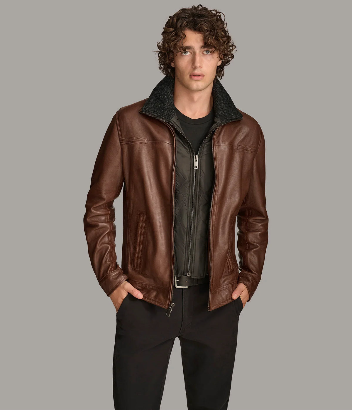 Luxus® Jett Leather Jacket with Removable Hood
