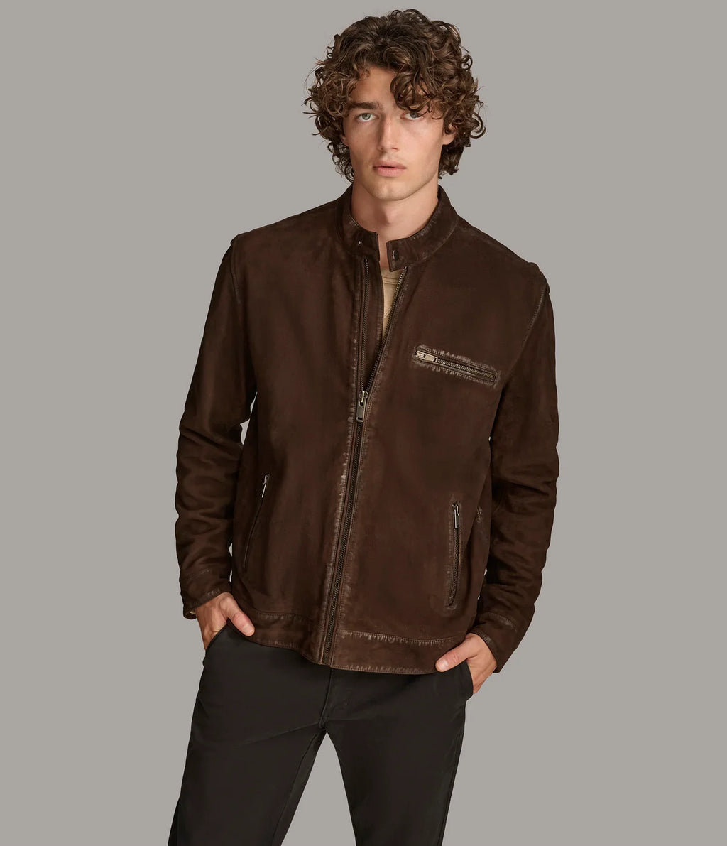 Luxus® Paxton Zip Up Suede Jacket